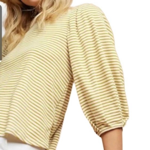 Anthropologie Tops - Anthropologie Eri + Ali Sal Top Striped Mustard Yellow And Cream - Small
